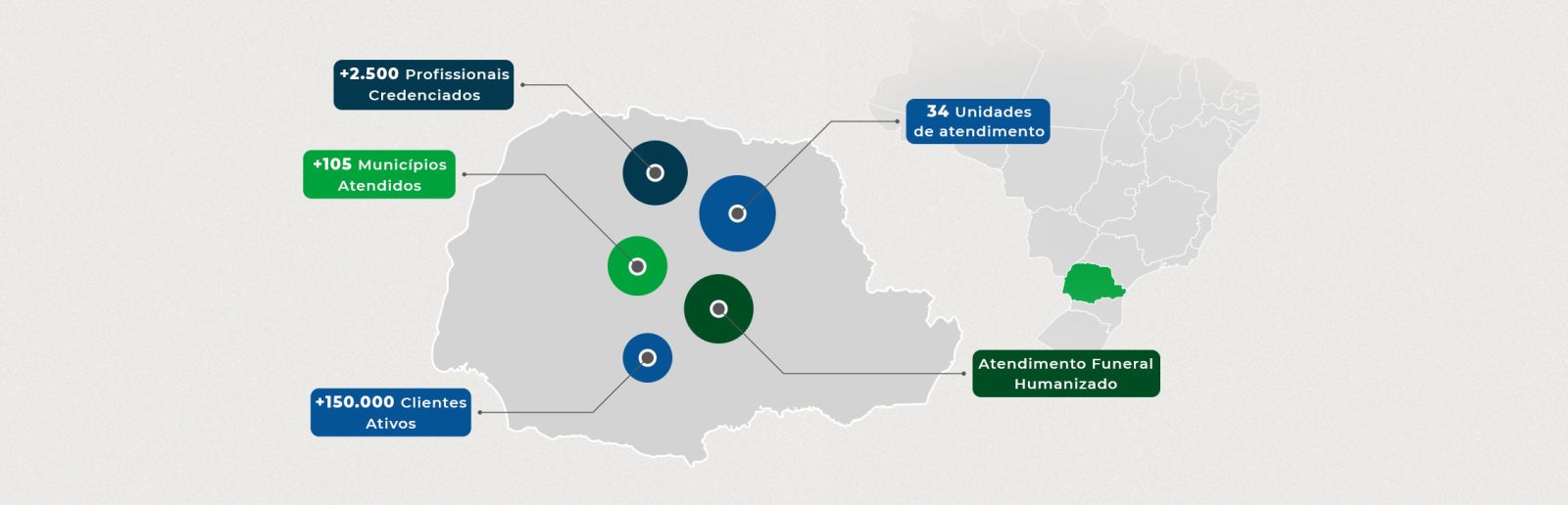 mapa do Paraná com abrangência do plano funerário aliança unipax